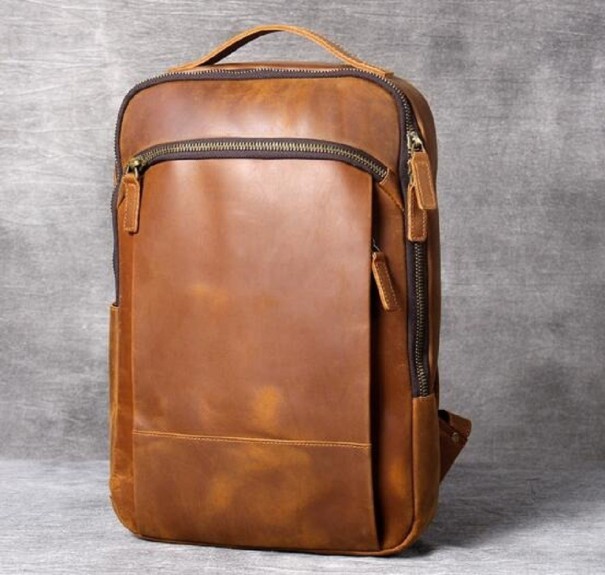 Sac à dos en cuir pour homme E1007 marron