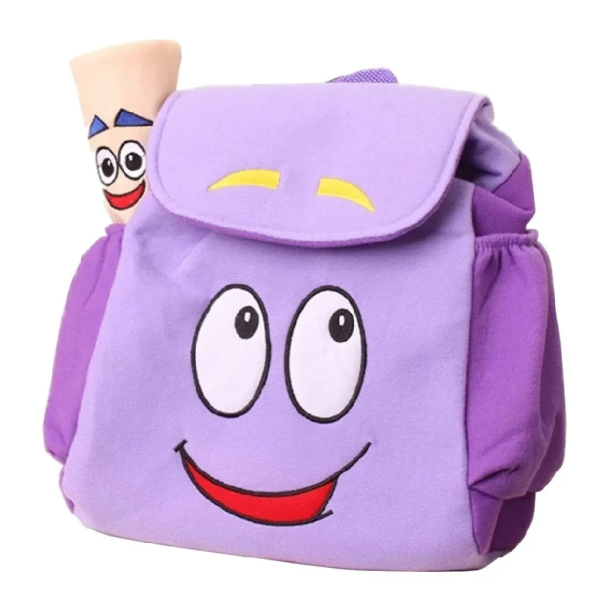 Sac à dos enfant 61 x 24 x 12 cm Sac à dos violet Dora l'exploratrice avec carte de dessin animé Motif de conte de fées Maternelle Voyage scolaire Pour les enfants 1