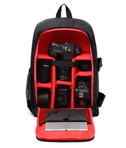 Sac à dos pour appareil photo avec accessoires rouge