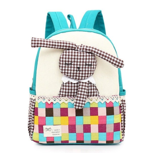 Sac à dos pour enfants avec un lapin E1229 bleu clair