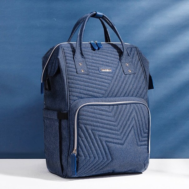Sac à langer pour maman avec port USB bleu