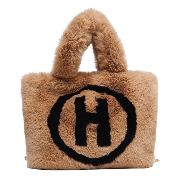 Sac à main en fausse fourrure M1126 marron