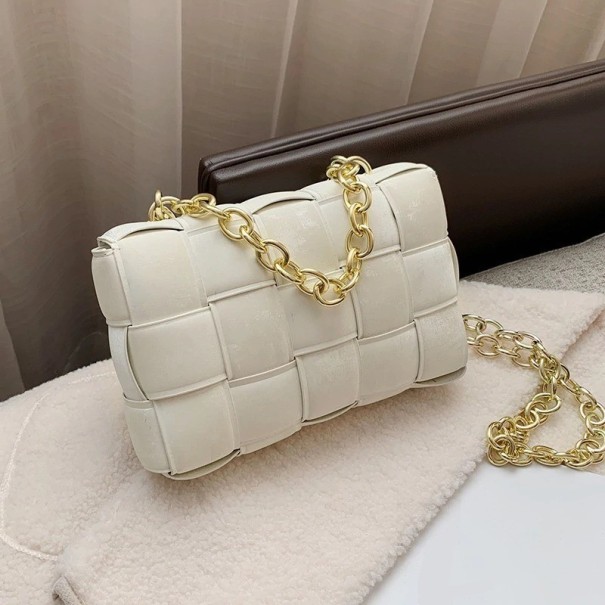 Sac à main pour femme avec chaîne dorée M673 blanc