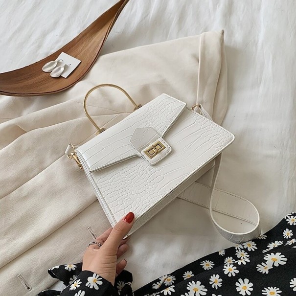 Sac à main pour femme avec motif en cuir de crocodile M1745 blanc