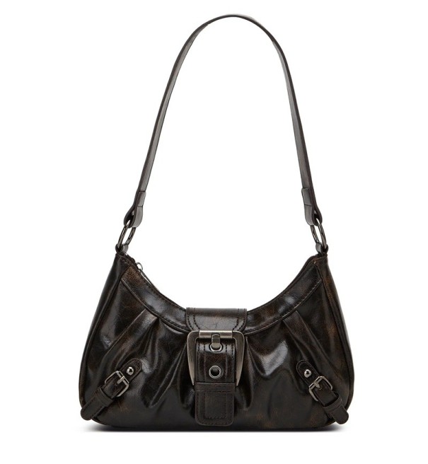 Sac à main pour femmes 27 x 7 x 17 cm Style rétro Y2K Cuir synthétique Sac de mode allongé au design marqué pour un usage quotidien marron