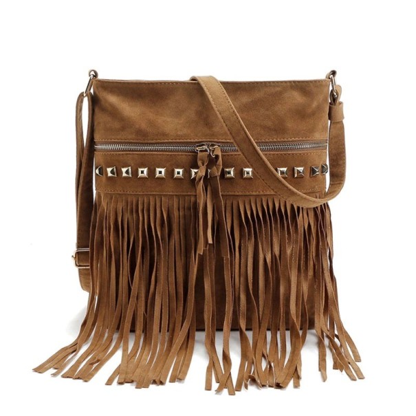 Sac à main pour femmes avec franges M1751 marron