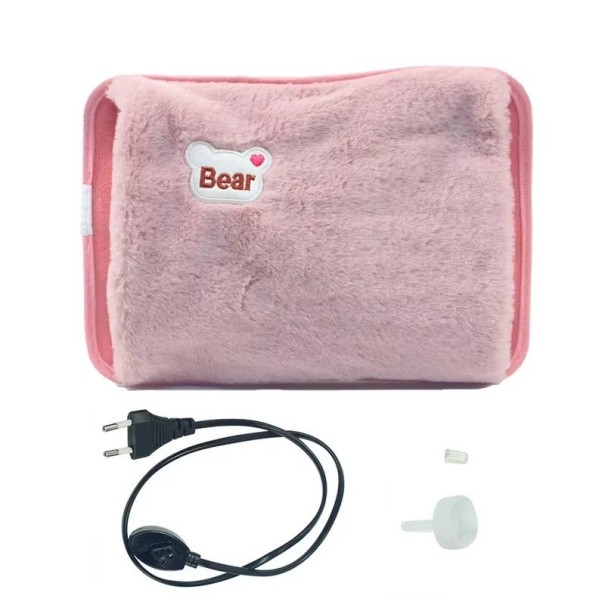 Sac chauffant électrique 27 x 17 cm 220 V 420 W prise EU Bouteille en peluche rechargeable Chauffe-mains corporel sécurisé rose
