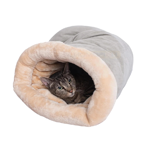 Sac de dormit gri pentru animale de companie de iarnă 65 x 48 cm Pernă din bumbac lavabilă Sac moale și cald pentru câini și pisici pentru iarnă în interior 1