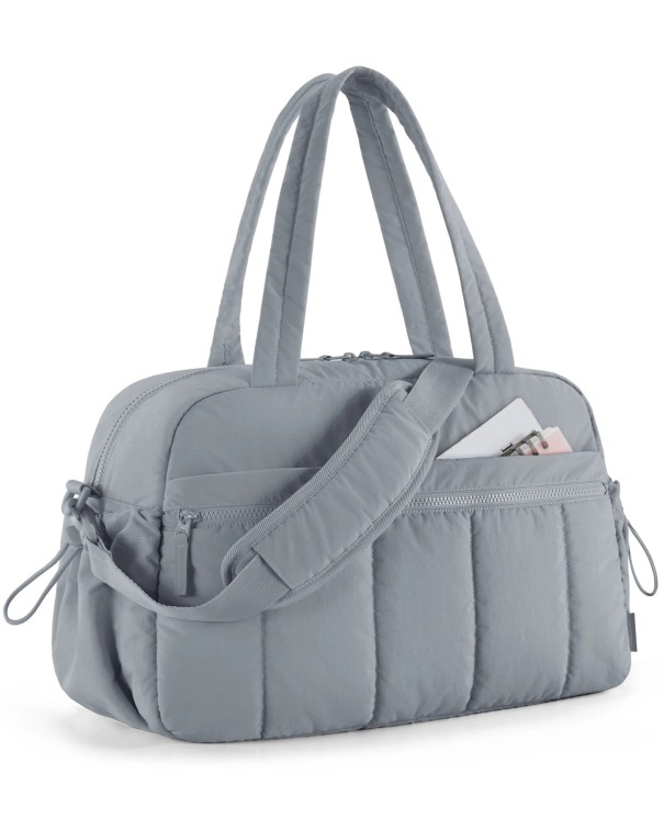 Sac de voyage étanche pour femme 42 x 19 x 30 cm Sac de sport pour la salle de sport Sac à bandoulière léger Sac de week-end pour vêtements gris