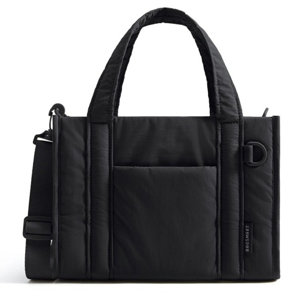 Sac de voyage pour femmes sac à bandoulière matelassé avec zip et bandoulière amovible 28 x 20 x 13 cm sac en polyester pour le travail noir