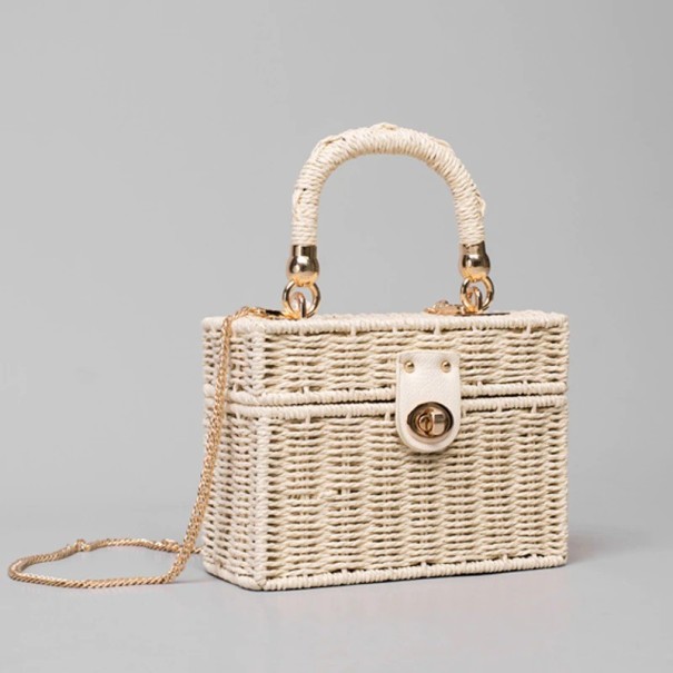 Sac en osier pour femmes crème