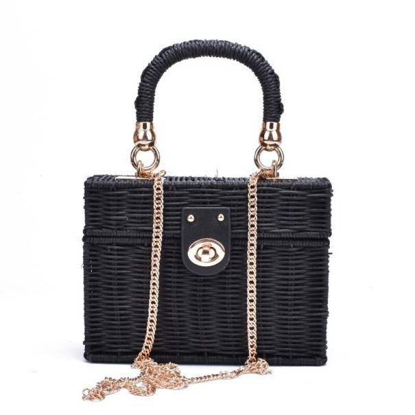Sac en osier pour femmes noir