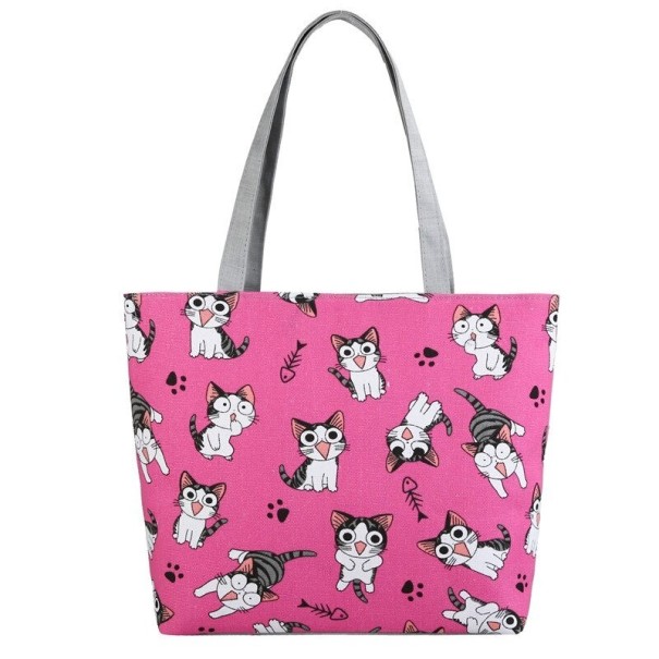 Sac en toile pour femmes avec des chats rose foncé