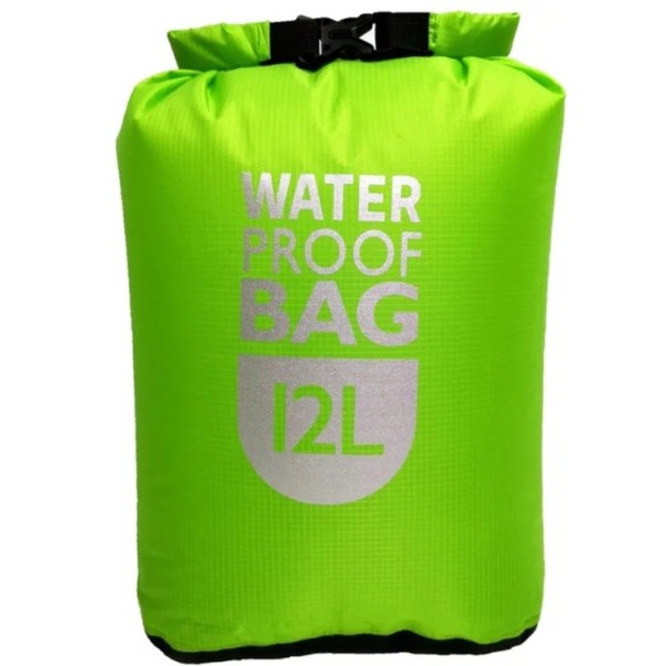 Sac étanche sec 12l Sac en polyester pour rafting, natation, kayak, rivière, trekking, voile et canoë Sac de sport léger vert