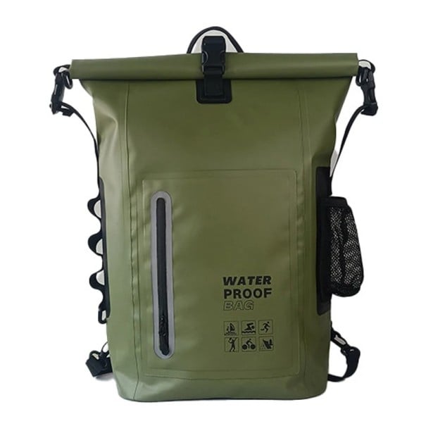 Sac étanche sec 30L PVC 46×30×15,5 cm Sac à dos de kayak, rafting et camping à porter sur l'épaule pour la natation, le trekking, le canoë vert