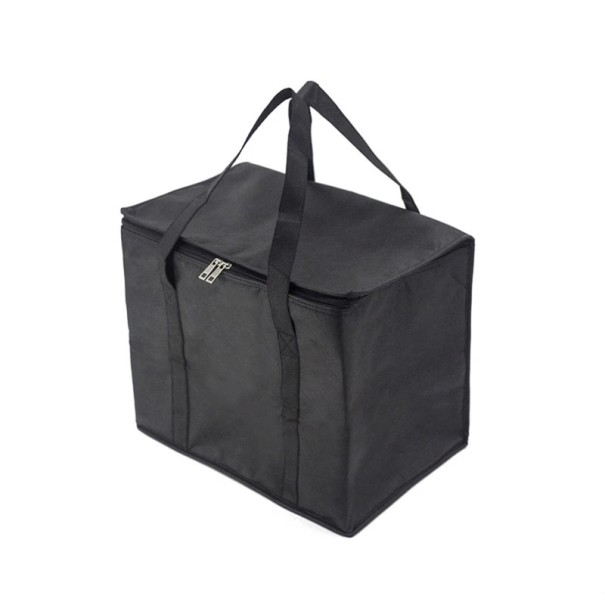 Sac isotherme pliable 41x26x33 cm Sac isotherme portable Couleur neutre Grand sac à nourriture Boissons Achats Pique-nique Voyage Voiture noir