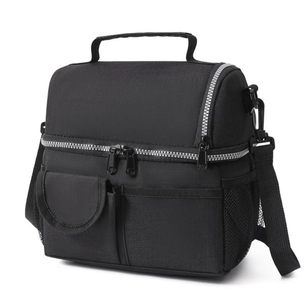Sac isotherme pour aliments 25x23x16 cm Couleurs neutres Fermeture éclair Plusieurs compartiments Conservation de la température Sac à déjeuner Sac de pique-nique noir