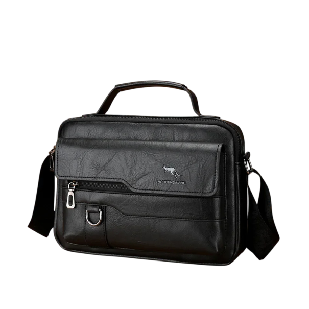 Sac messager pour homme 29×20×7 cm Sac en cuir décontracté bandoulière Marron et Noir sac d'affaires pour homme en simili cuir noir