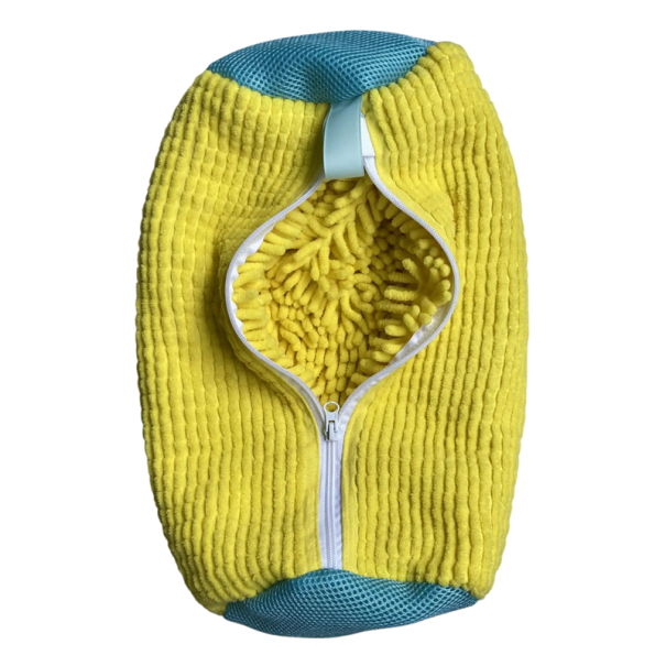 Sac pufos din microfibră pentru spălatul încălțămintei 39 x 19 cm Cu fermoar Sac protector pentru încălțăminte pentru mașina de spălat Sac de rufe Material moale Prelungește durata de viață galben