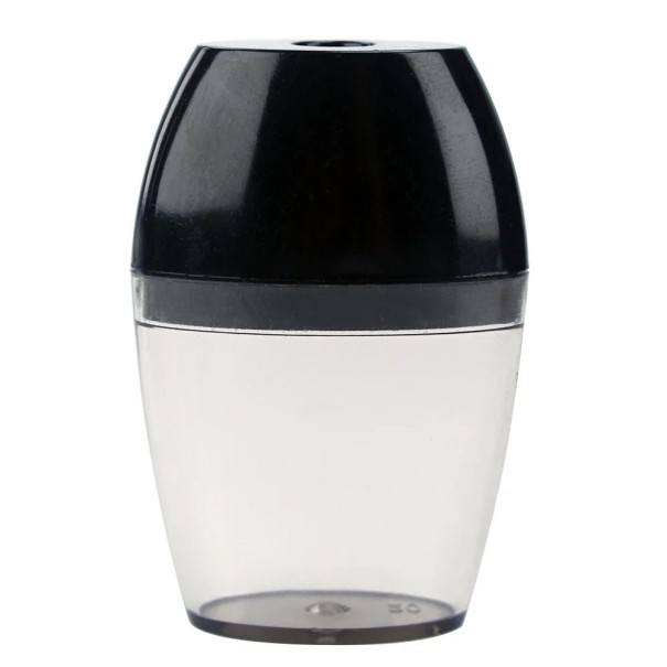 Sacapuntas de plástico compacto transparente para lápices mecánicos para estudiantes, 6 x 2,8 cm negro