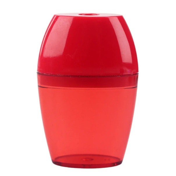 Sacapuntas de plástico compacto transparente para lápices mecánicos para estudiantes, 6 x 2,8 cm rojo