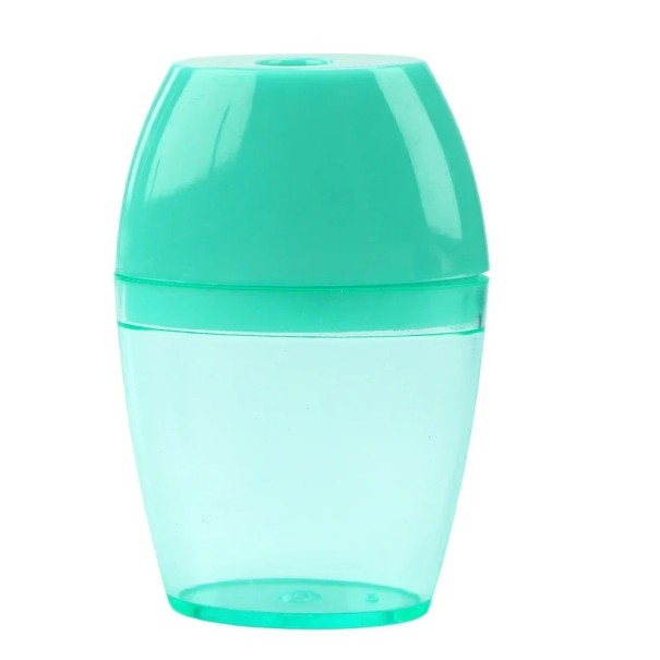 Sacapuntas de plástico compacto transparente para lápices mecánicos para estudiantes, 6 x 2,8 cm verde