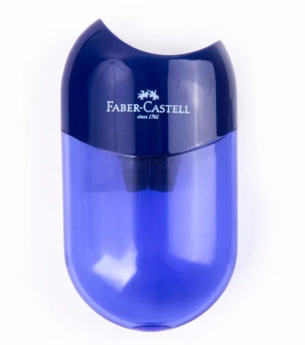 Sacapuntas de plástico de dos agujeros Sacapuntas compacto transparente con dos agujeros 7,7 x 4,2 cm azul