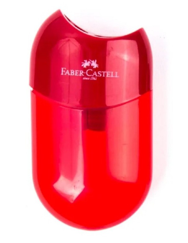 Sacapuntas de plástico de dos agujeros Sacapuntas compacto transparente con dos agujeros 7,7 x 4,2 cm rojo