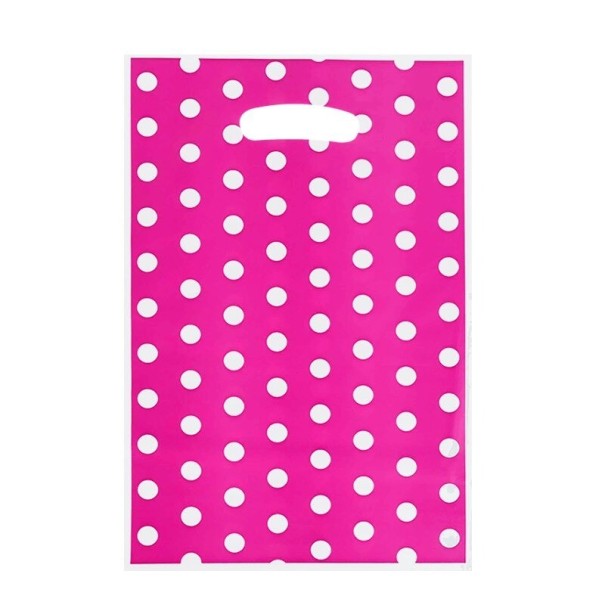 Sacchetto regalo a pois 10 pz rosa scuro