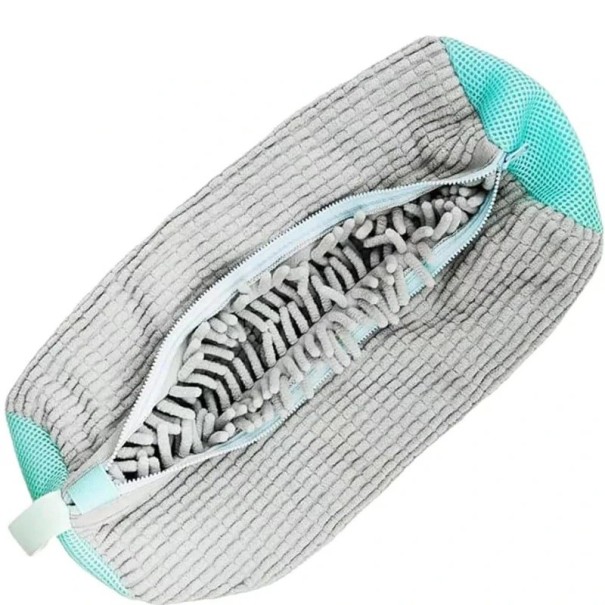 Sacco da lavaggio per scarpe 39x19 cm con zip laterale Sacchetto protettivo riutilizzabile per lavatrice Sneakers Poliestere Cotone Nylon Lavaggio delicato grigio