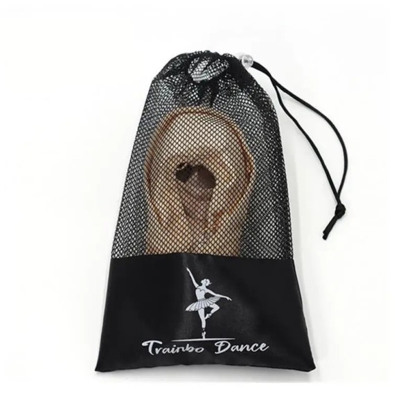 Sachet en satin pour chaussures de ballet avec cordon de serrage 27,5 × 17 cm léger étui de rangement pour chaussons de ballet pour le transport et la protection noir