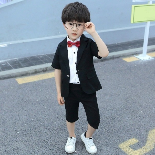 Saco, camisa y pantalones cortos para niño B1343 negro 8