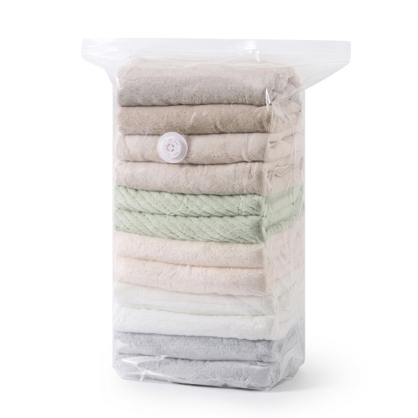 Saco de armazenamento a vácuo sem bomba 50x70 cm, saco compressivo em PA+PE com válvula, transparente, para roupa, cobertores, casacos de penas e viagens 1