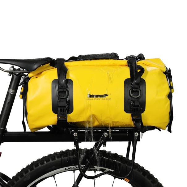 Saco de bicicleta 46 x 23 x 28 cm 20 l PVC Saco traseiro impermeável para suporte de bicicleta Espaço de armazenamento de grande capacidade amarelo