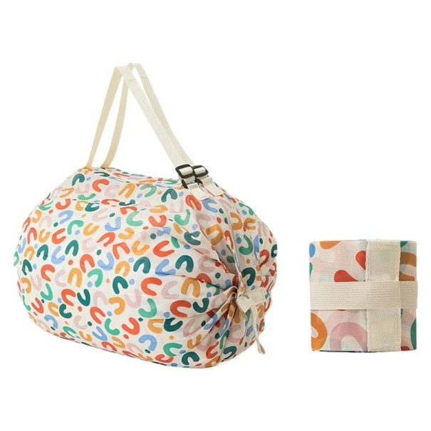 Saco de compras dobrável 40 x 40 cm em nylon Grande capacidade 48–64 l Dobrável até 8 x 8,5 cm Saco impermeável com padrão 1