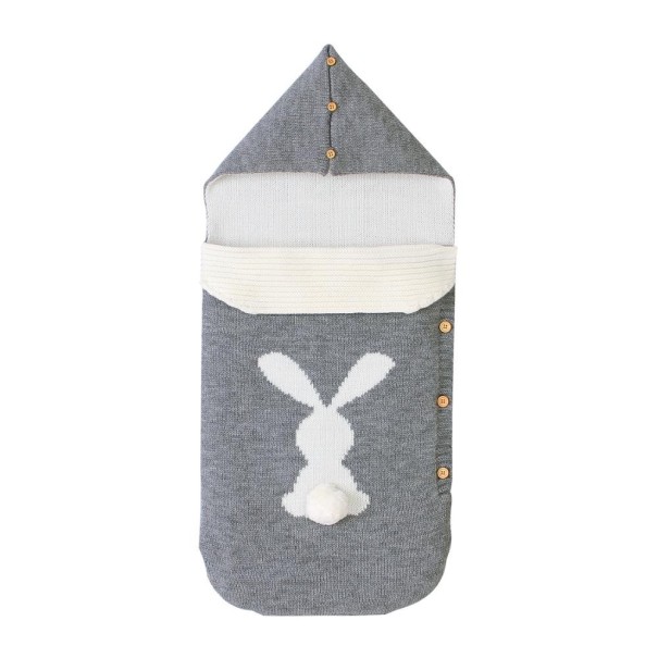 Saco de dormir infantil com coelho cinzento