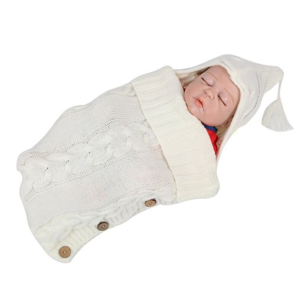 Saco de dormir para crianças com botões branco