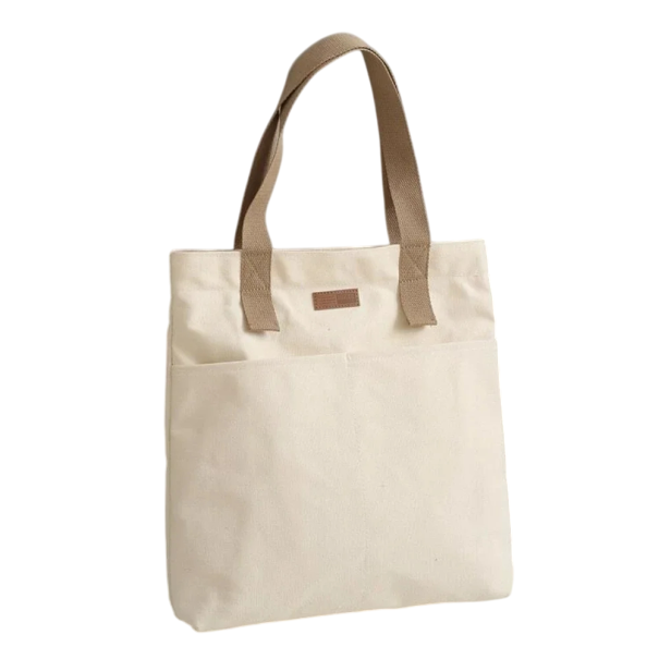 Saco de Lona Através do Ombro 38 x 35 cm Saco Unissexo Sem Fecho Grande Capacidade Bolsa Elegante para Compras Saco de Lona de Trabalho creme