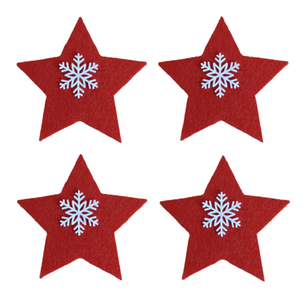 Saco de Natal para Talheres Estrela 4 unid vermelho