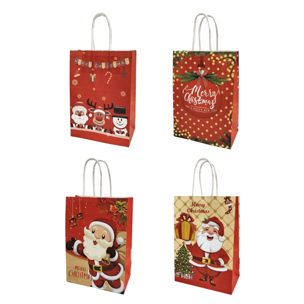Saco de presente de Natal 21 x 15 x 8 cm 4 unidades Z337 1
