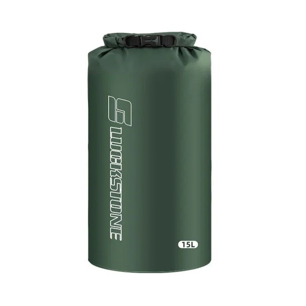 Saco impermeável Luckstone Saco de armazenamento para coisas secas com fecho enrolável e fivela 15 l Resistência até 105 °C Verde Para natação 1
