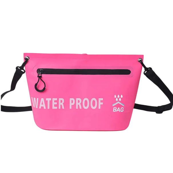 Saco seco impermeável 5L 26×11×20 cm 500D+PVC IPX4 Saco de viagem flutuante para rafting, caiaque, trekking, natação, rio e atividades ao ar livre rosa