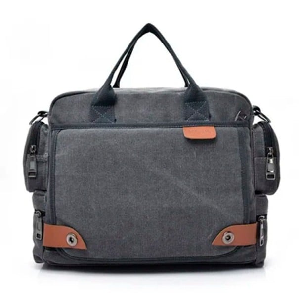Sacoche crossbody pour homme de marque 35×29×13 cm Sac en toile à bandoulière Grande sacoche de voyage pour homme Sac décontracté pour un usage gris