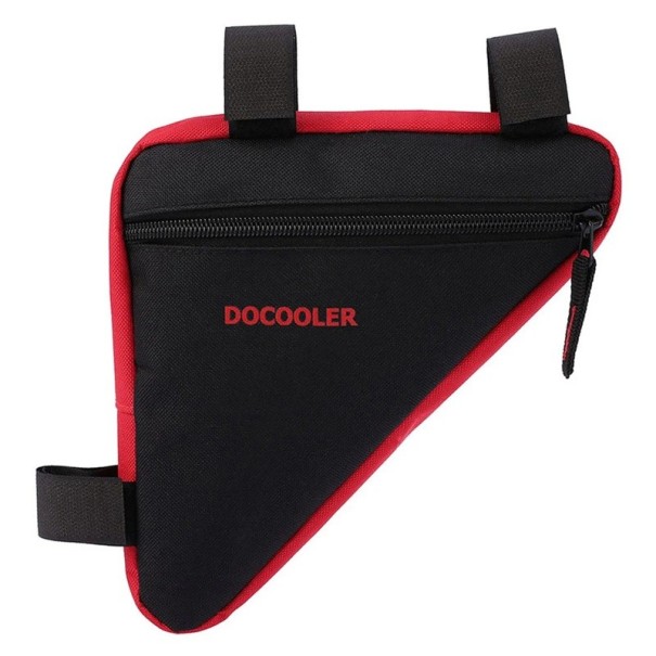 Sacoche triangulaire de vélo pour cadre 24 x 18 x 18 cm Fixation par velcro Sac robuste pour vélo pour outils et accessoires Léger et pratique rouge