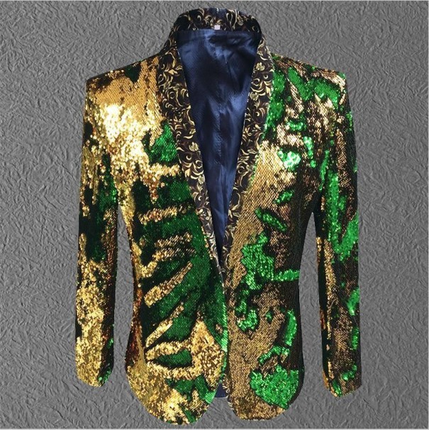 Sacou barbateasca originala cu paiete J933 galben 4XL