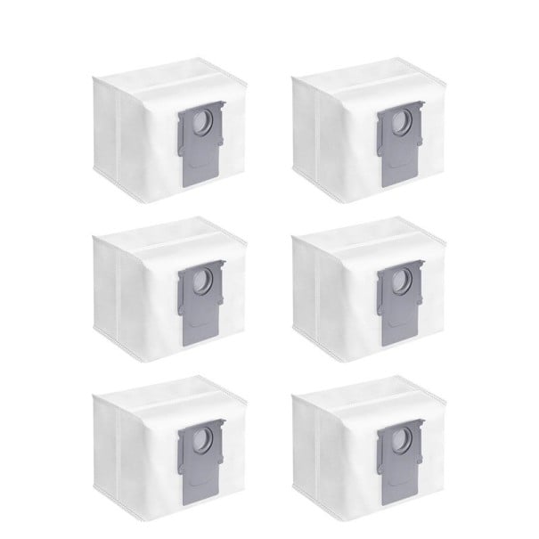 Sacs à poussière pour aspirateur Roborock 6 pcs 17,5 × 13,5 × 12 cm Sacs blancs de rechange compatibles avec les modèles S8+ S7 MaxV Ultra Q7+ T8 Q5 1