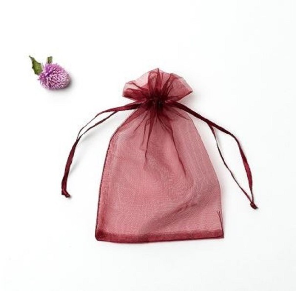 Sacs en organza 100 pcs bordeaux XL