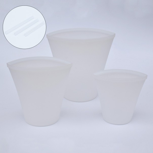 Sacs en silicone pour aliments 3 pièces blanc 1