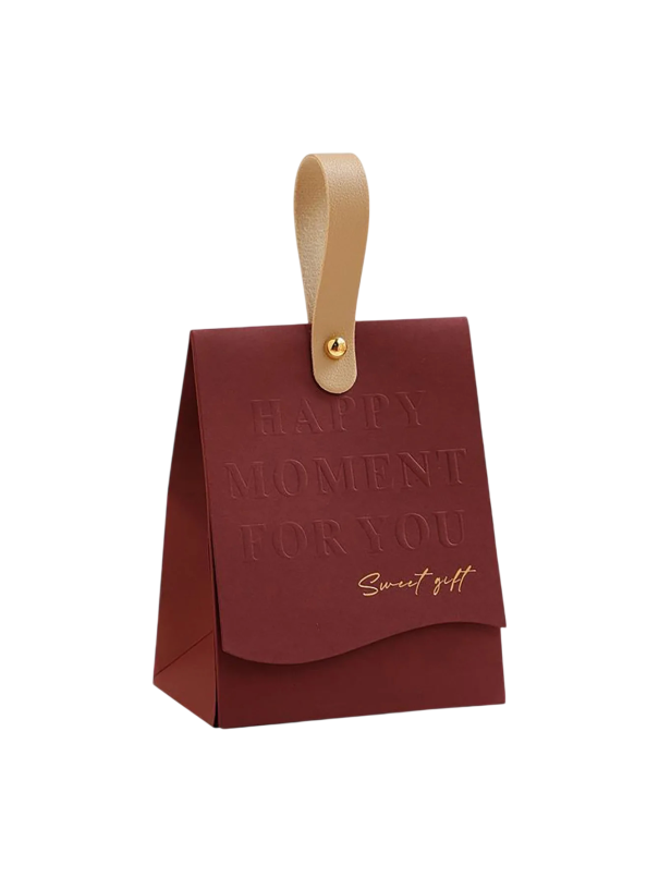 Sada 10 ks dárková taštička s uchem 13 × 10 × 6,5 cm papírové provedení s klopou zapínání na knoflík balení dárků červená