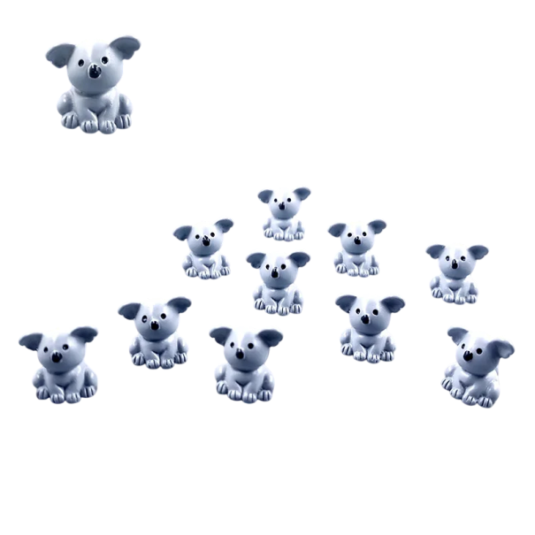 Sada 10 ks mini figurek koala Pryskyřicové dekorace pro byt poličku vitrínu stůl nebo kreativní aranžování 1